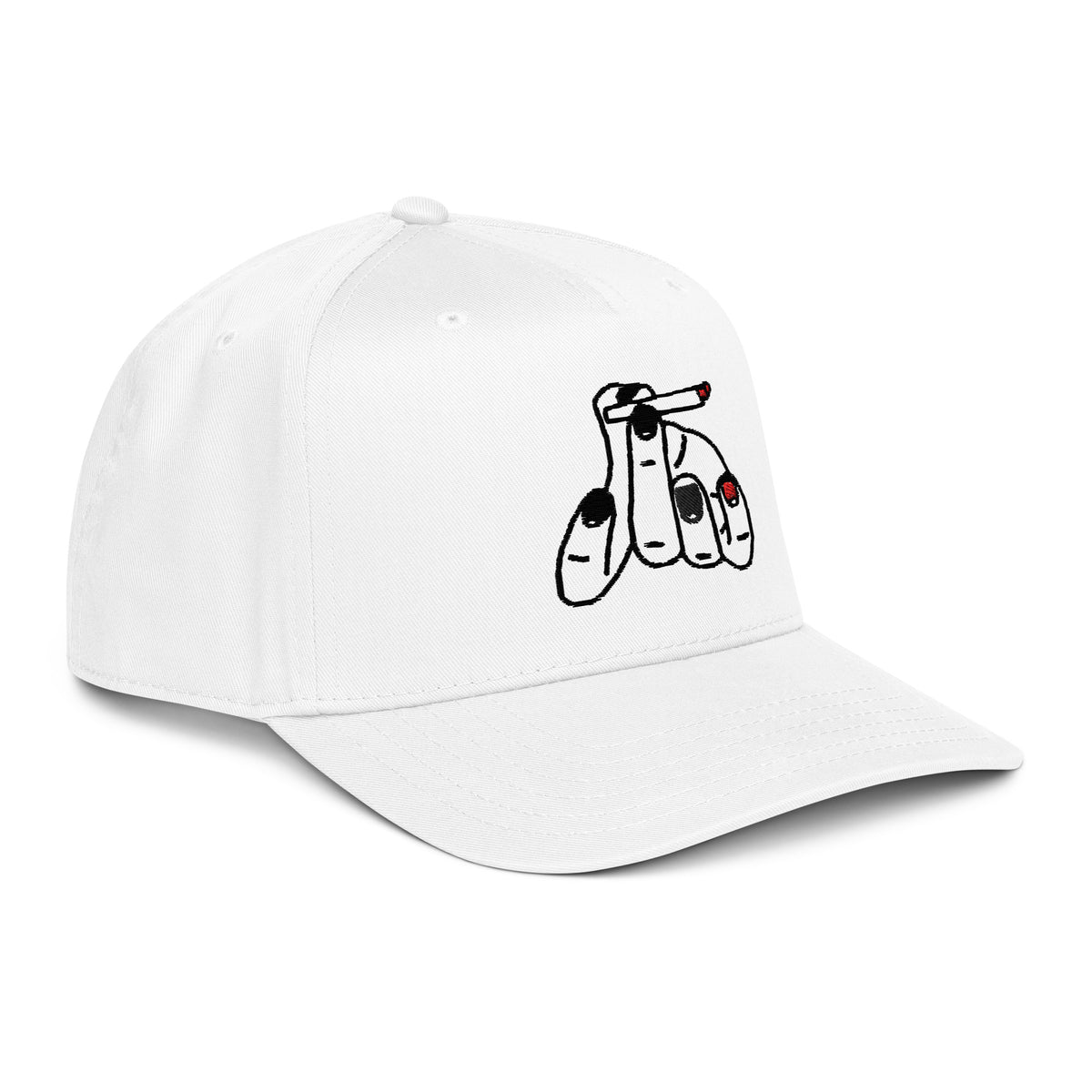 StarSeeder Jay? embroidered 5-panel mid-profile hat in White