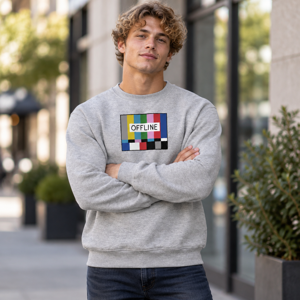 Model wearing the SS GRs 1.0.0 crewneck sweatshirt