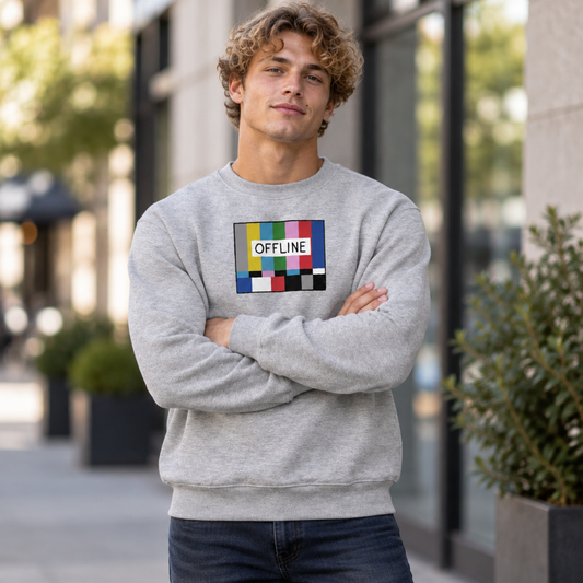 Model wearing the SS GRs 1.0.0 crewneck sweatshirt