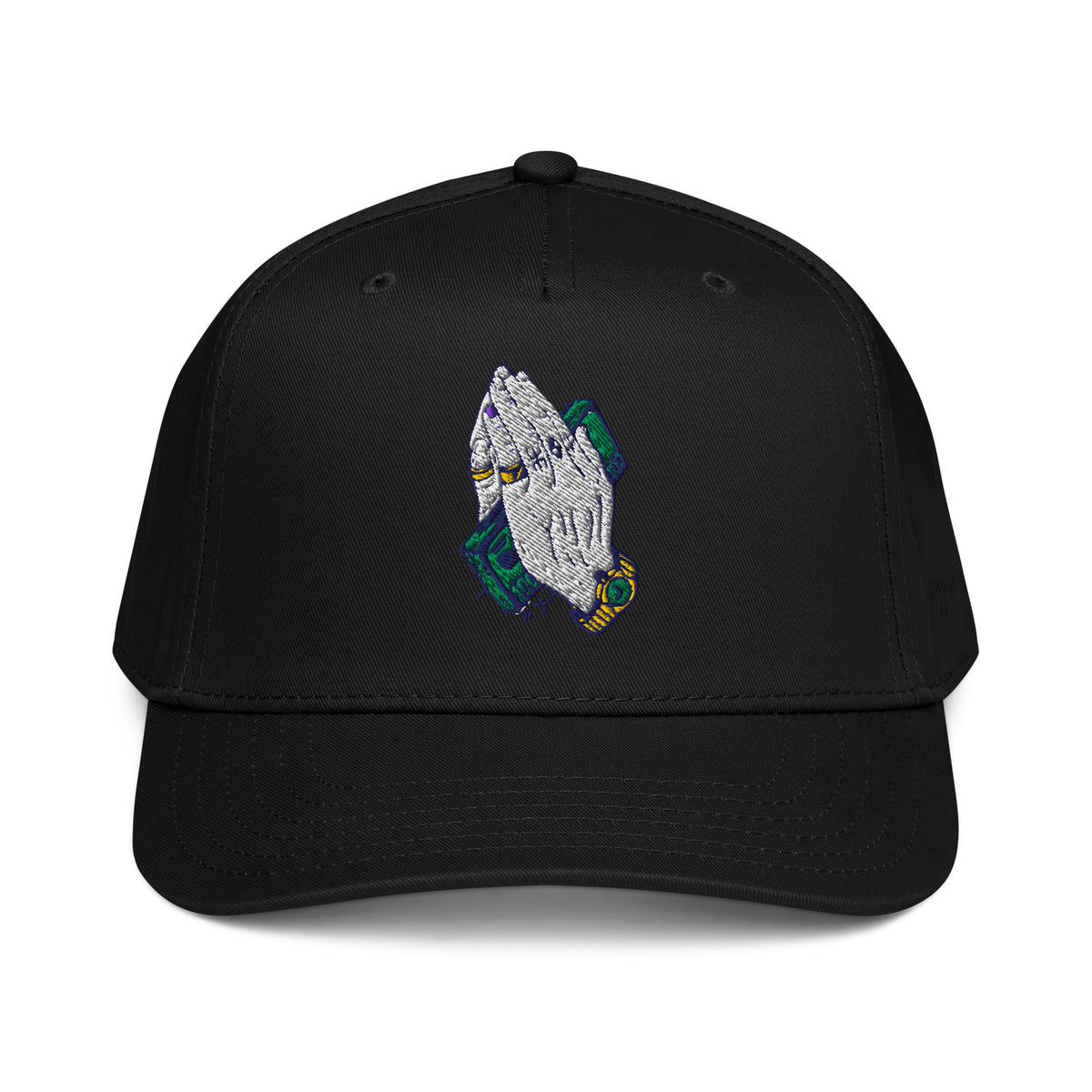 StarSeeder Pray For Me embroidered 5-panel mid-profile hat in Black
