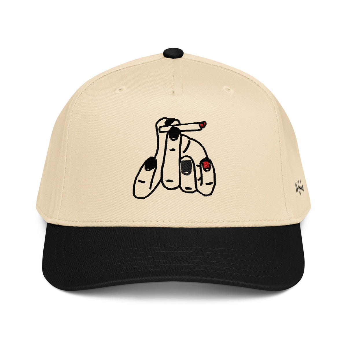 StarSeeder Jay? embroidered 5-panel mid-profile hat in Black/Natural