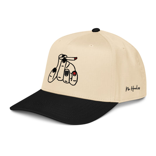 StarSeeder Jay? embroidered 5-panel mid-profile hat in Black/Natural