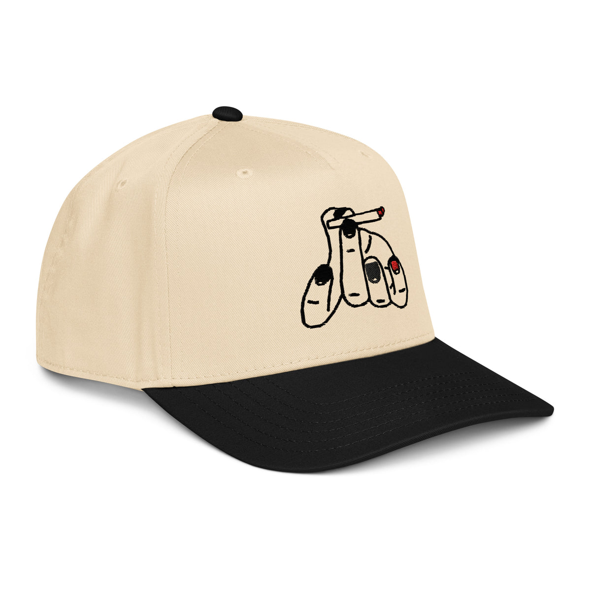 StarSeeder Jay? embroidered 5-panel mid-profile hat in Black/Natural