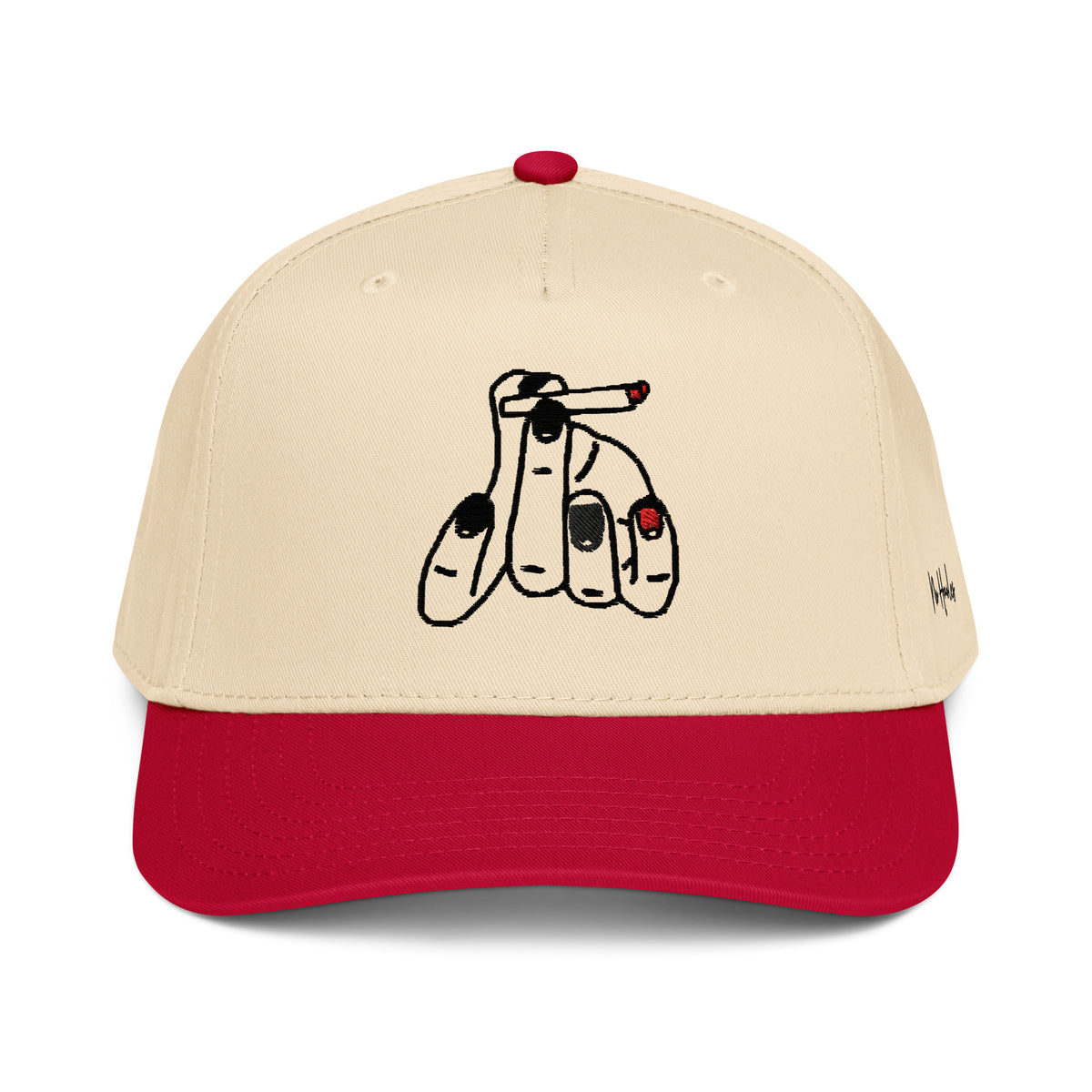 StarSeeder Jay? embroidered 5-panel mid-profile hat in Red/Natural