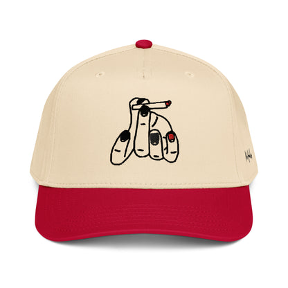 StarSeeder Jay? embroidered 5-panel mid-profile hat in Red/Natural