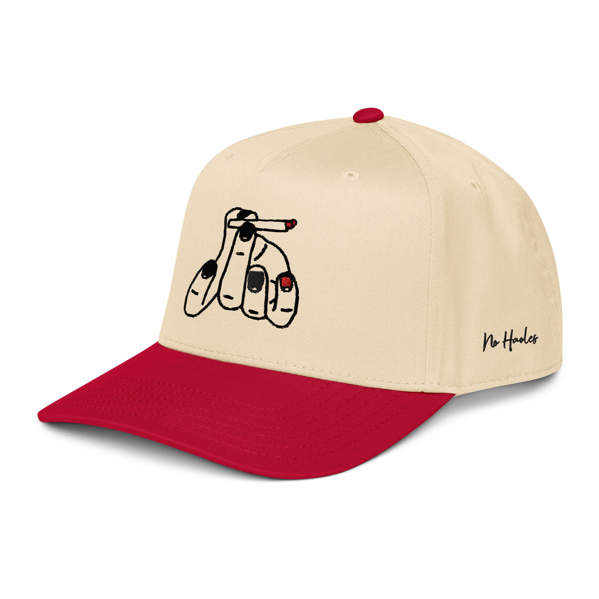 StarSeeder Jay? embroidered 5-panel mid-profile hat in Red/Natural