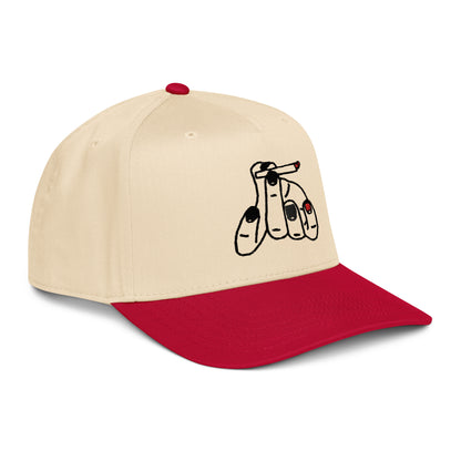 StarSeeder Jay? embroidered 5-panel mid-profile hat in Red/Natural