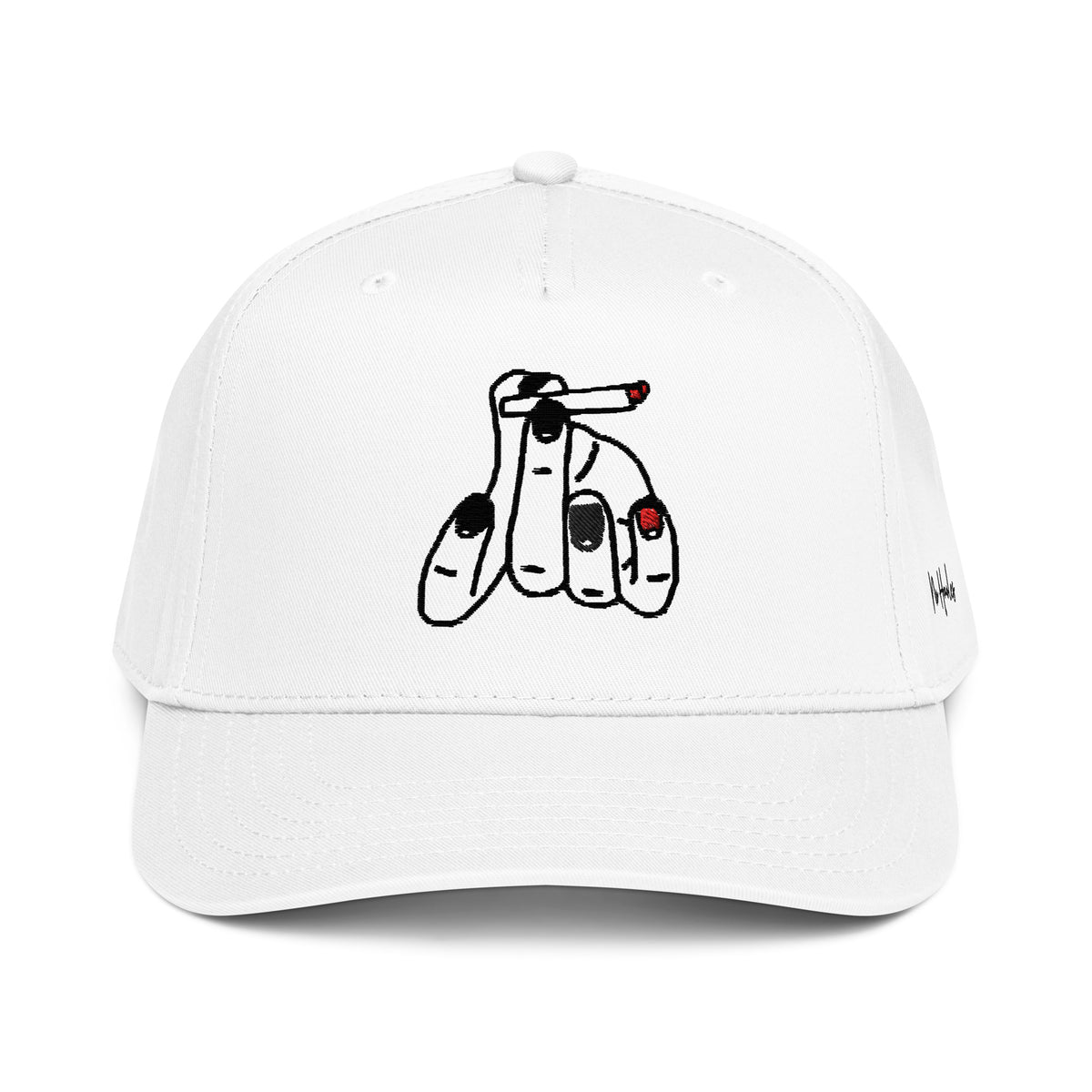 StarSeeder Jay? embroidered 5-panel mid-profile hat in White