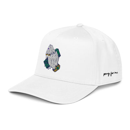 StarSeeder Pray For Me embroidered 5-panel mid-profile hat in White