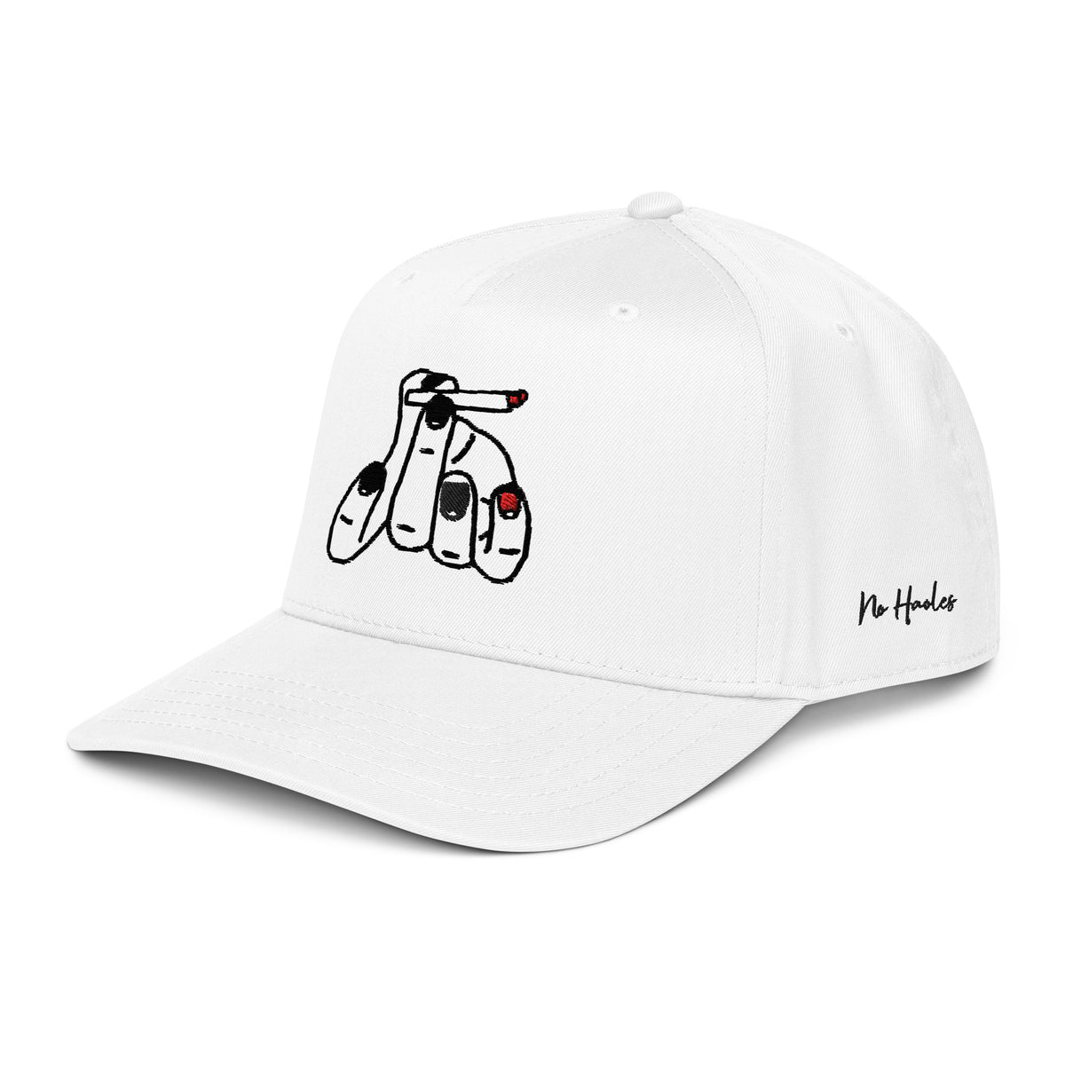 StarSeeder Jay? embroidered 5-panel mid-profile hat in White