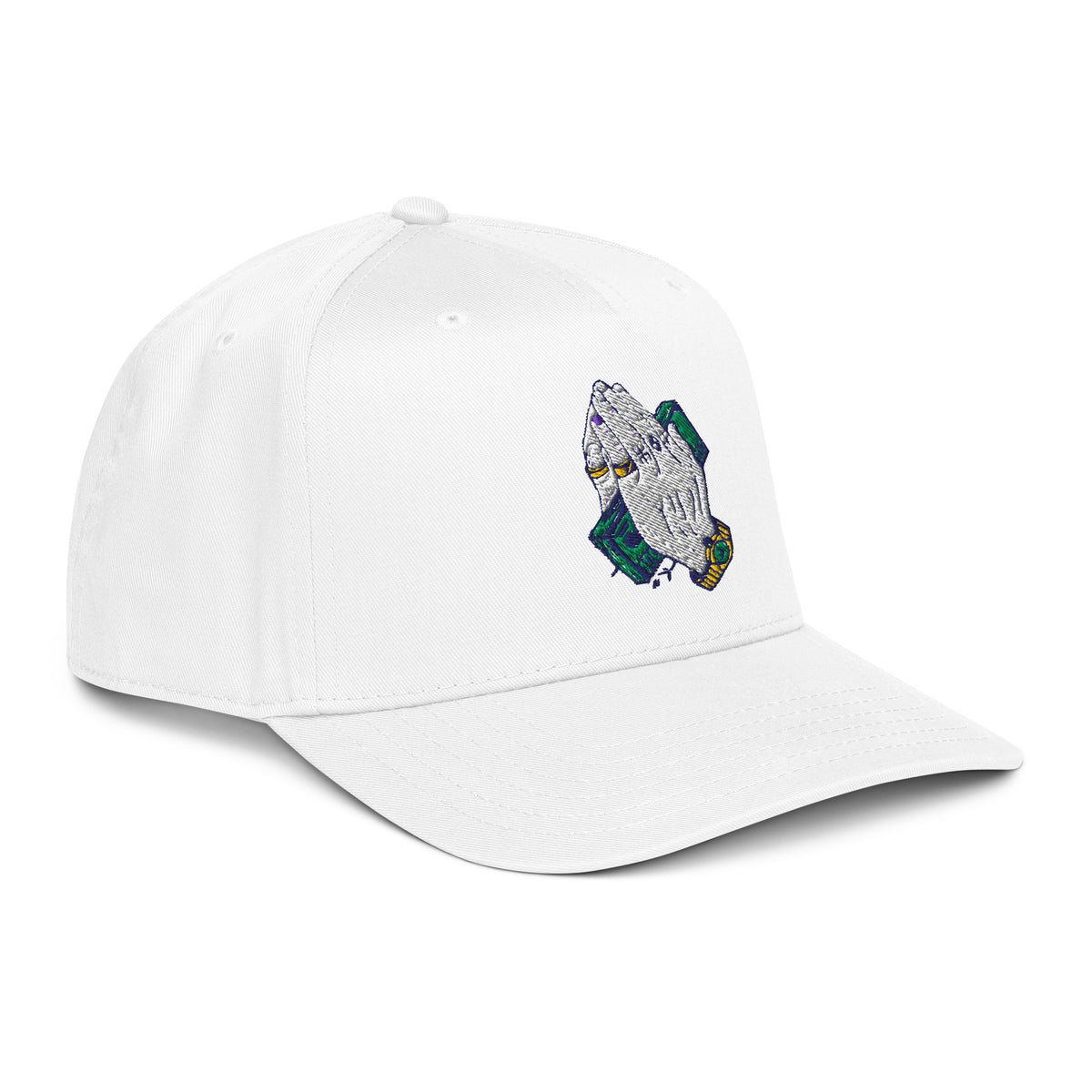 StarSeeder Pray For Me embroidered 5-panel mid-profile hat in White