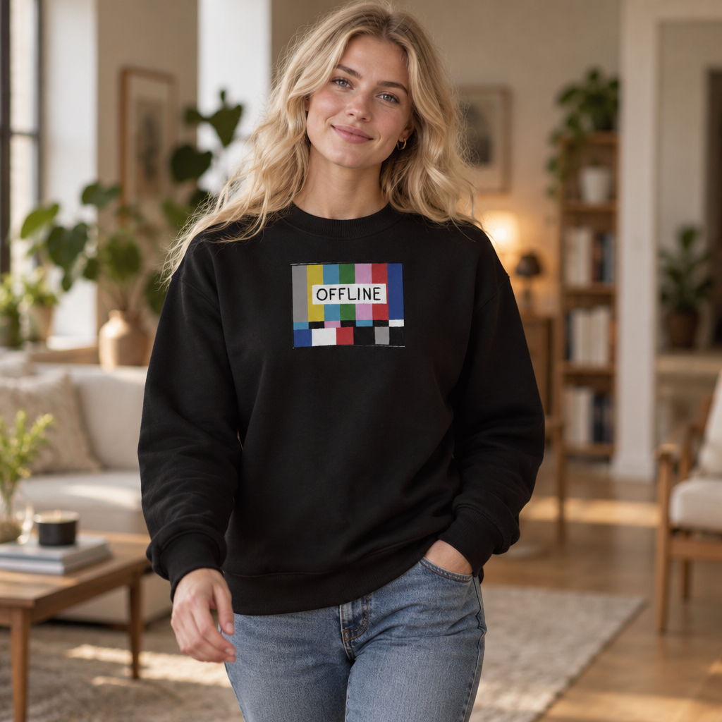 Model wearing the SS GRs 1.0.0 crewneck sweatshirt